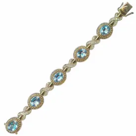 Bracelet-Blue Topaz and Diamond  (1455G)