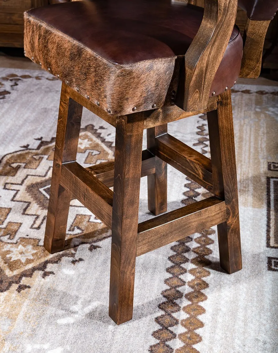 Brindle Cowhide & Leather Counter or Bar Chair