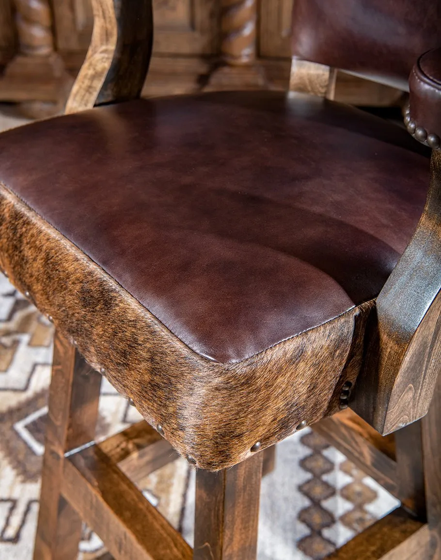 Brindle Cowhide & Leather Counter or Bar Chair