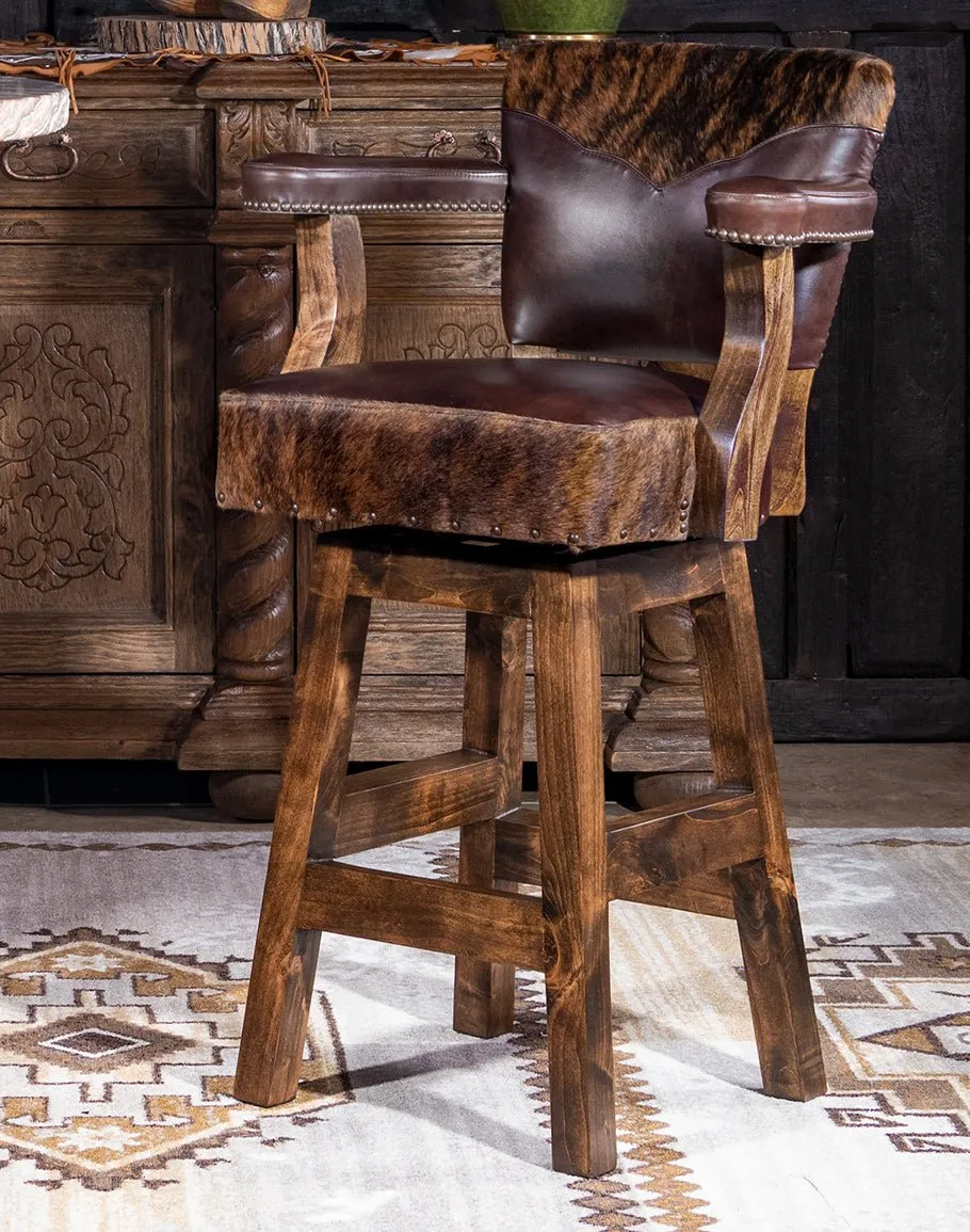 Brindle Cowhide & Leather Counter or Bar Chair