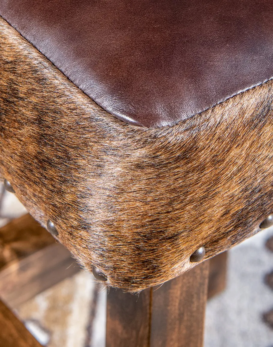 Brindle Cowhide & Leather Counter or Bar Chair