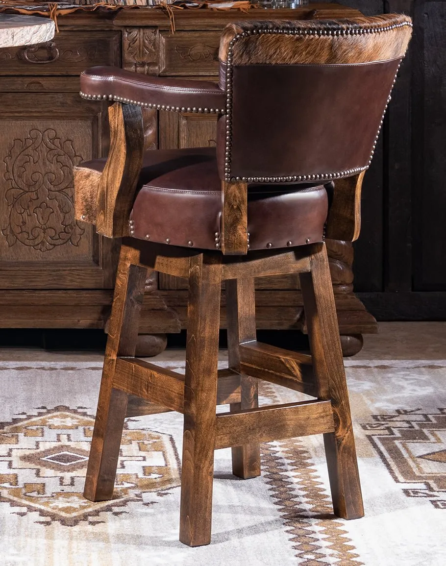 Brindle Cowhide & Leather Counter or Bar Chair