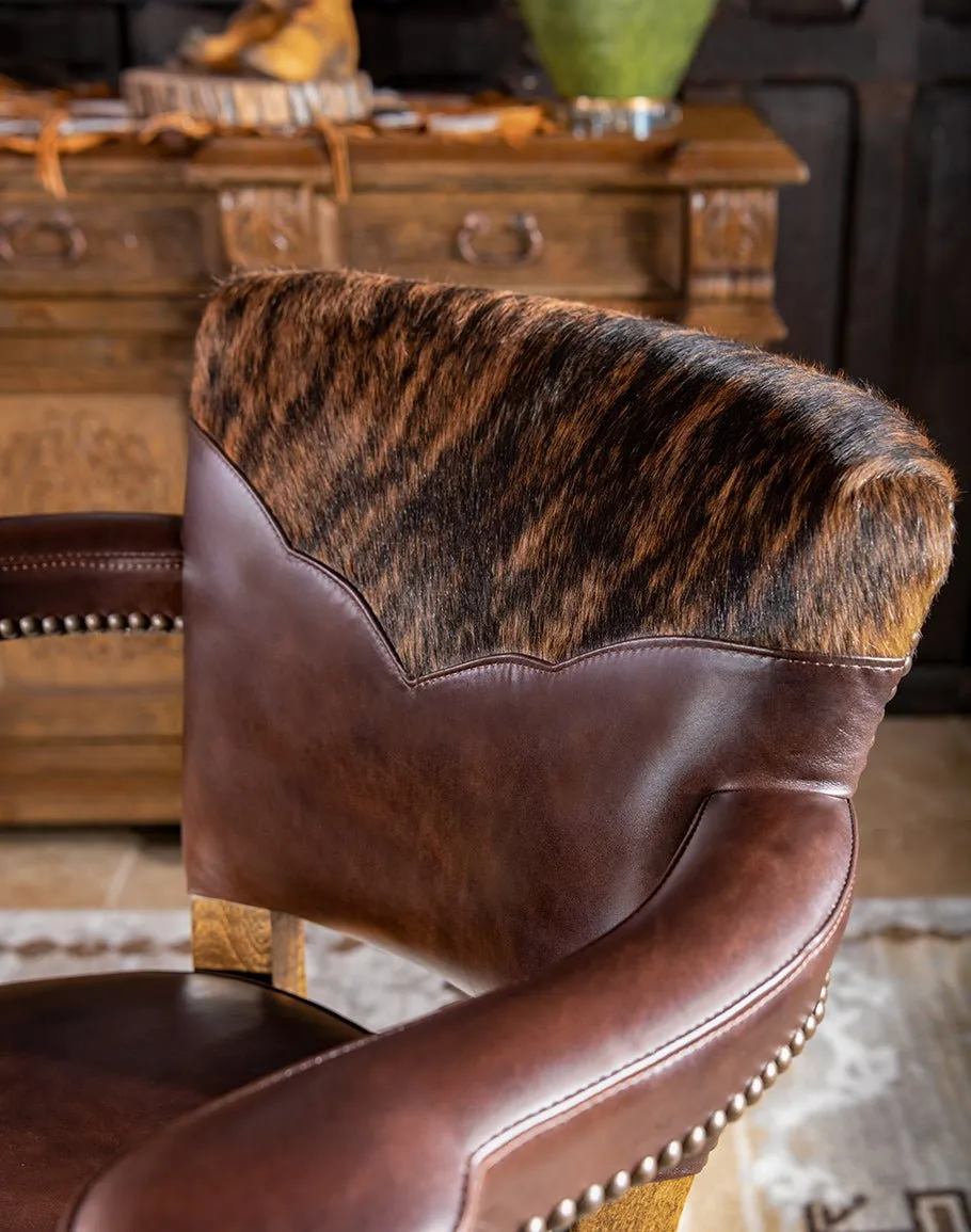 Brindle Cowhide & Leather Counter or Bar Chair