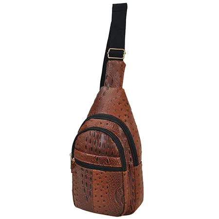 Brown NGIL Textured Faux Leather Fashion Sling Bag