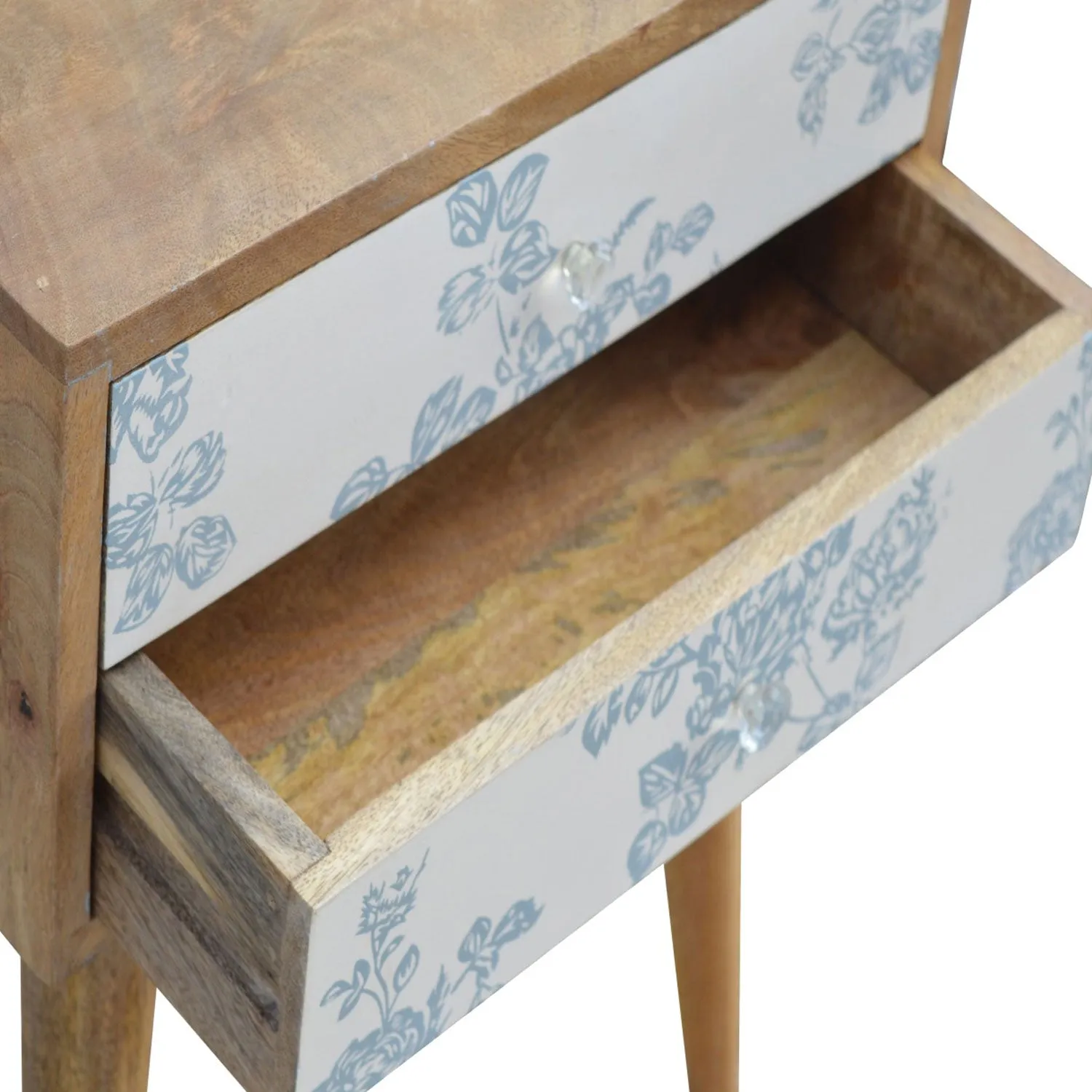 Burford Blue Floral Printed Bedside Table