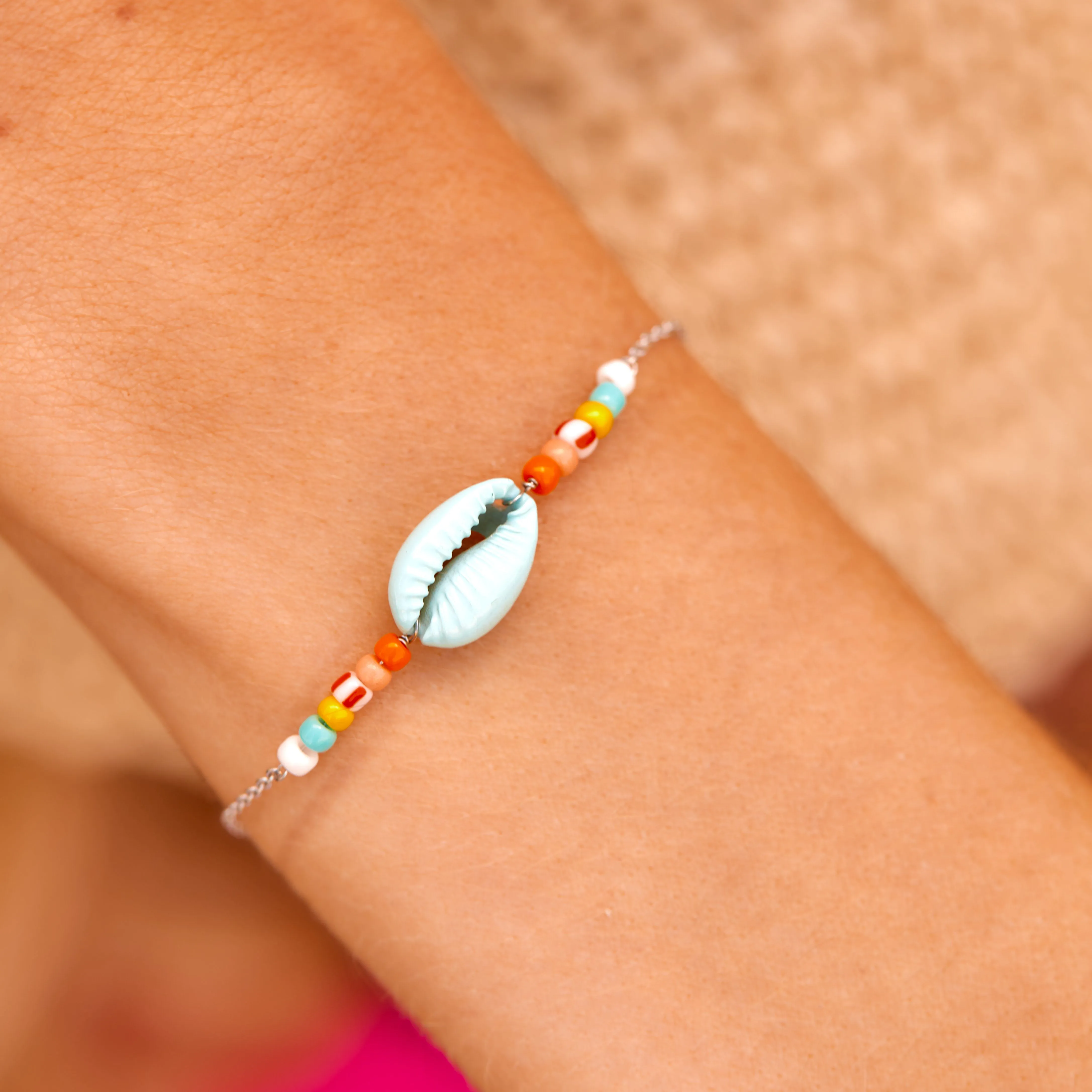 Candy Coated Cowrie Slider Bracelet