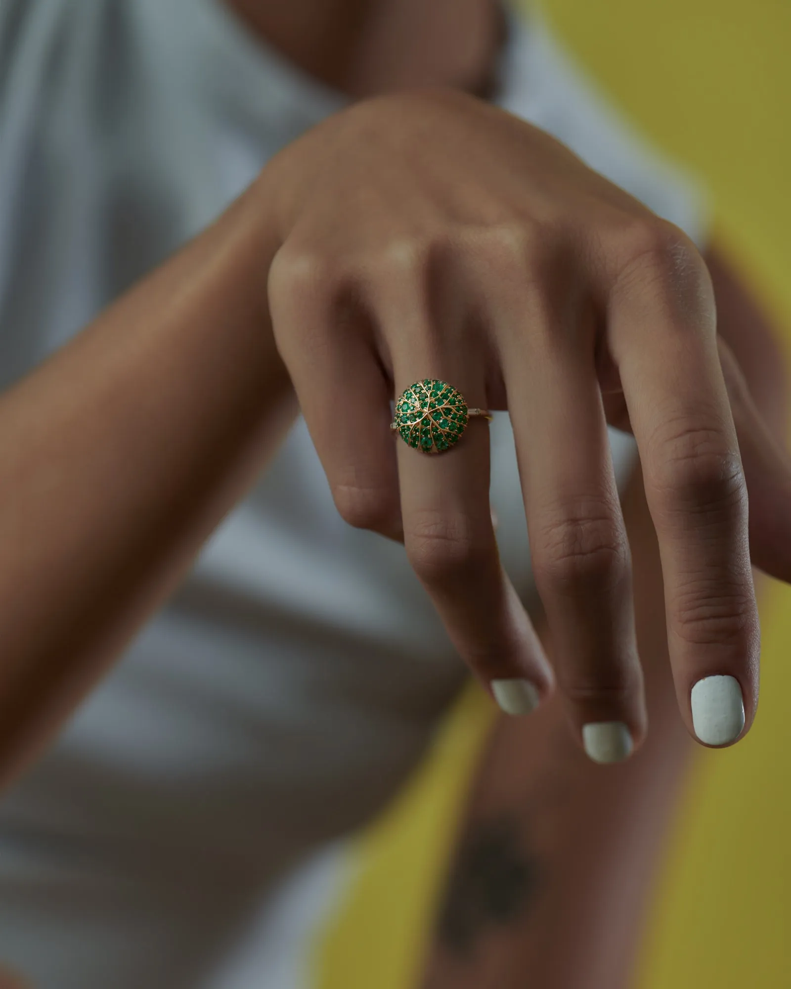 Canopy Emerald Pave & Gold Detail Statement Ring