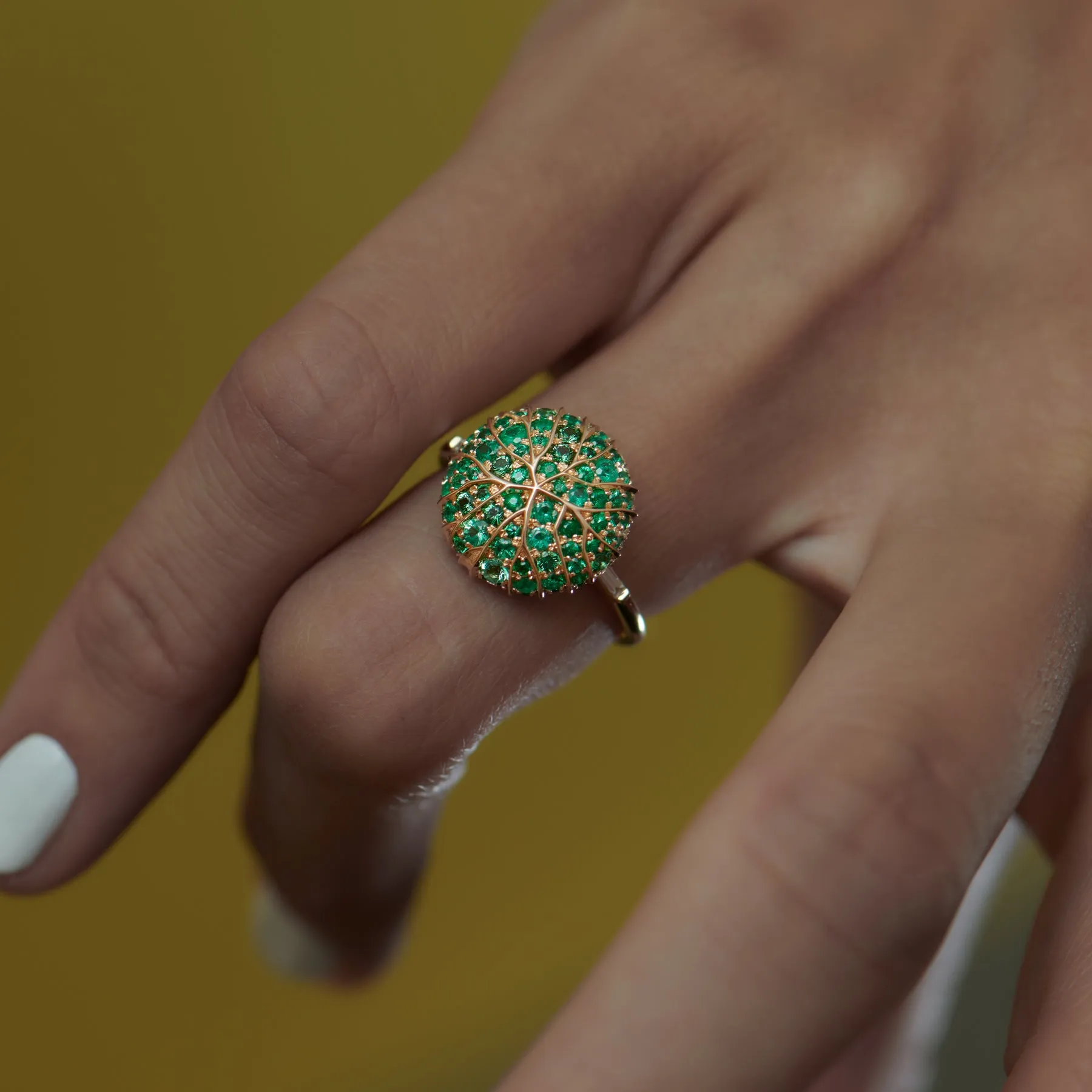 Canopy Emerald Pave & Gold Detail Statement Ring