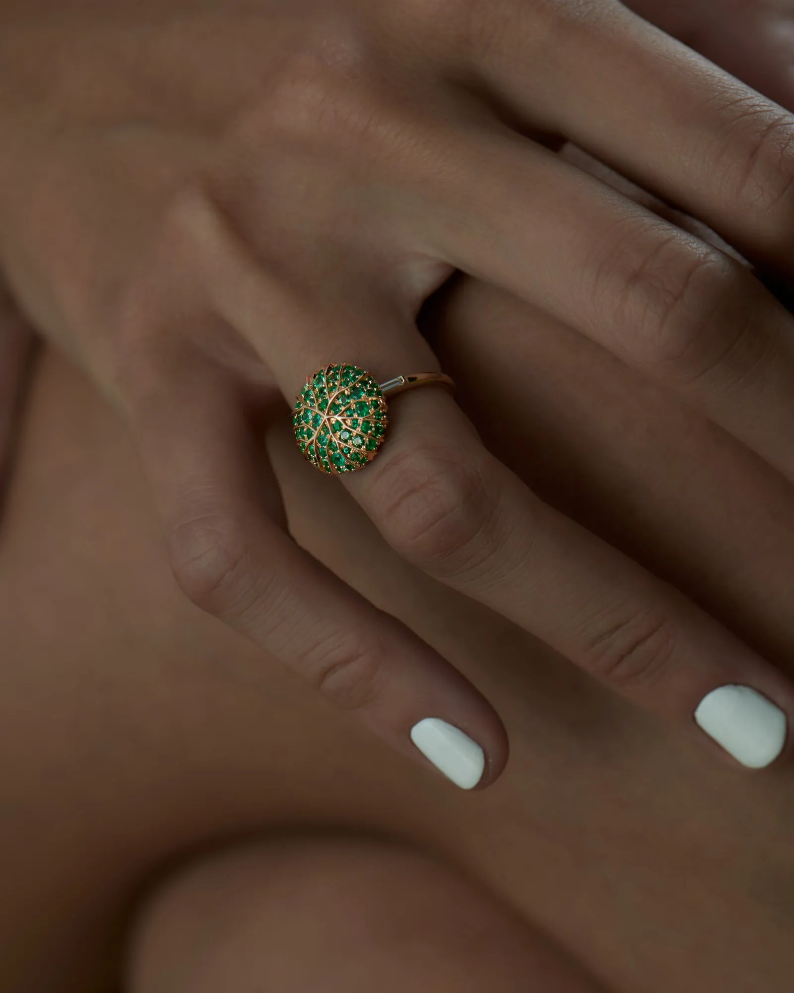 Canopy Emerald Pave & Gold Detail Statement Ring