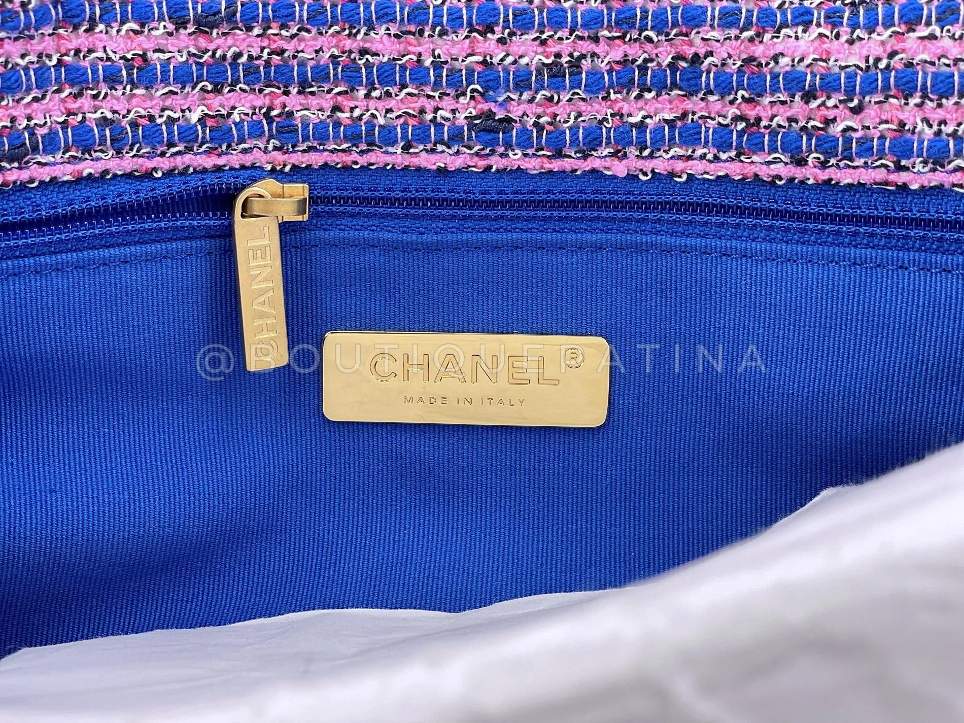 Chanel 19 Bag Violet/Blue/Pink Tweed Small-Medium Flap R1T