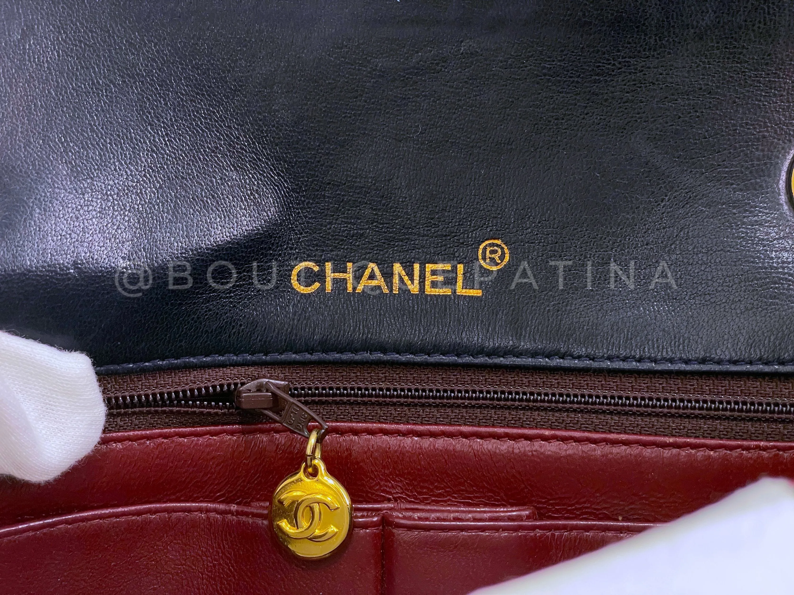 Chanel 1989 Vintage Midnight Blue-Black Full Flap Bag 24k GHW