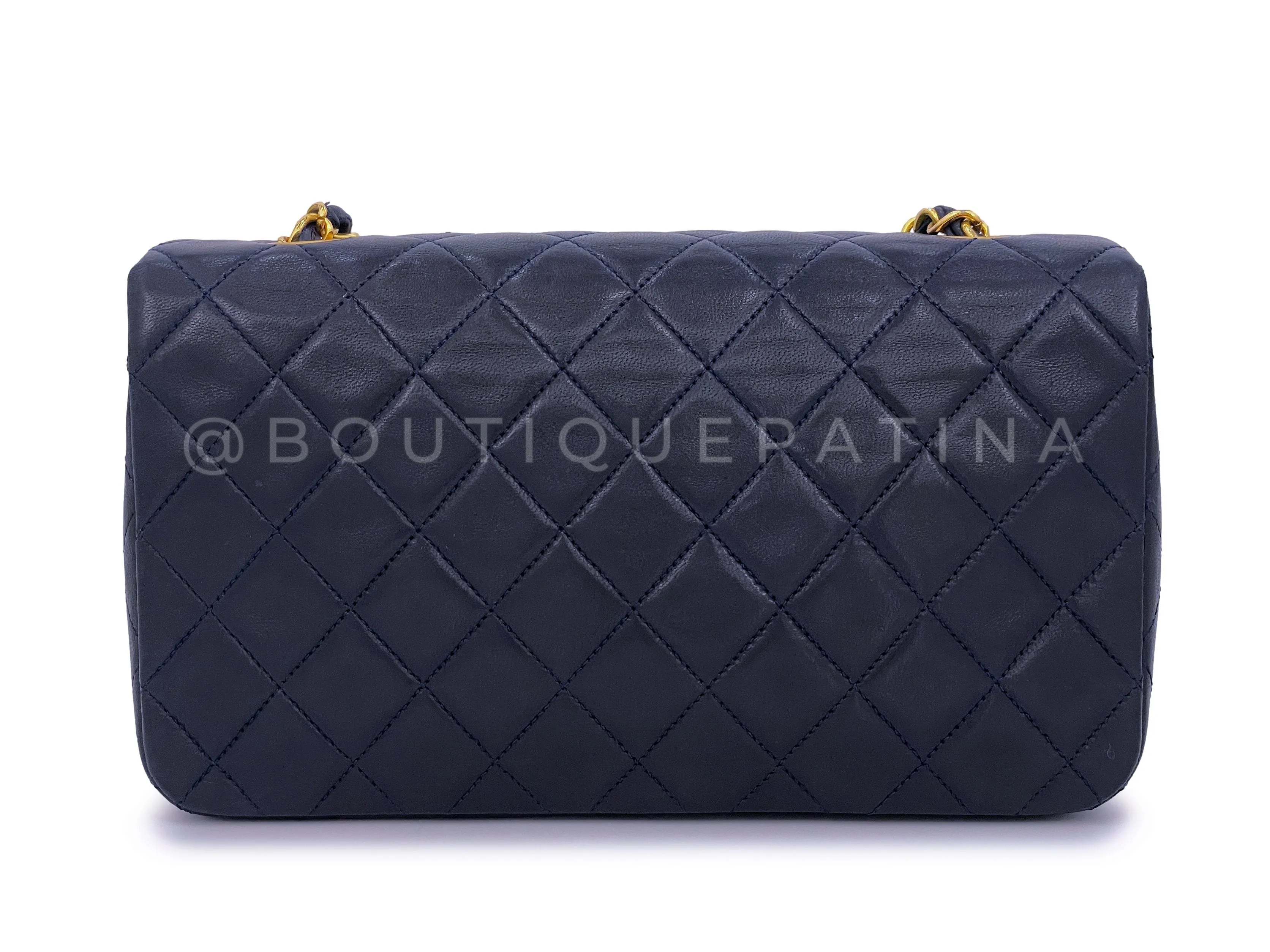 Chanel 1989 Vintage Midnight Blue-Black Full Flap Bag 24k GHW