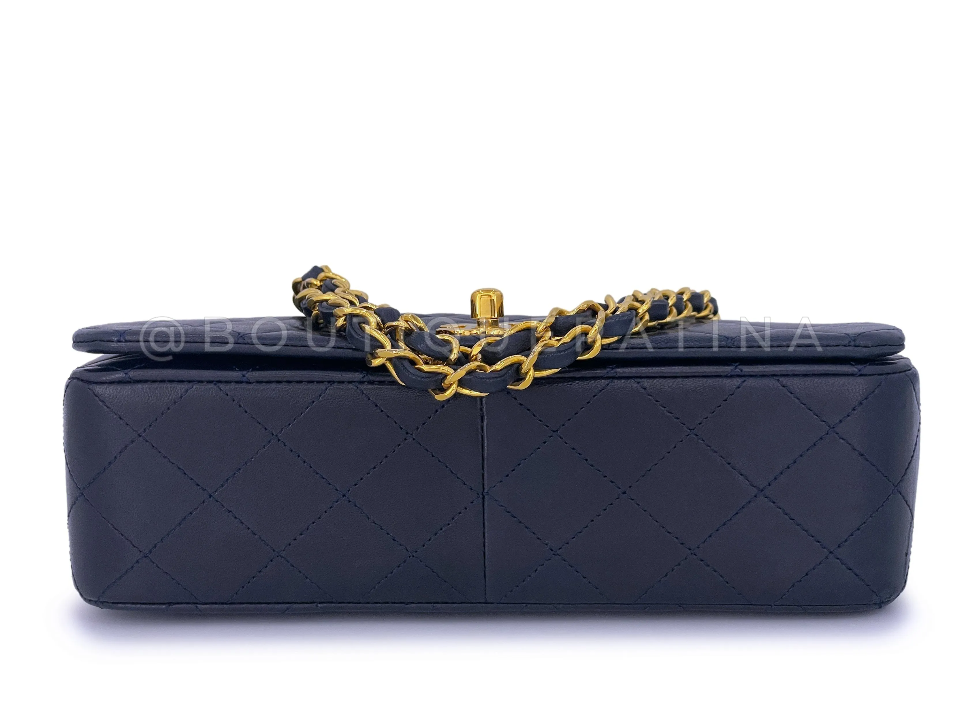 Chanel 1989 Vintage Midnight Blue-Black Full Flap Bag 24k GHW