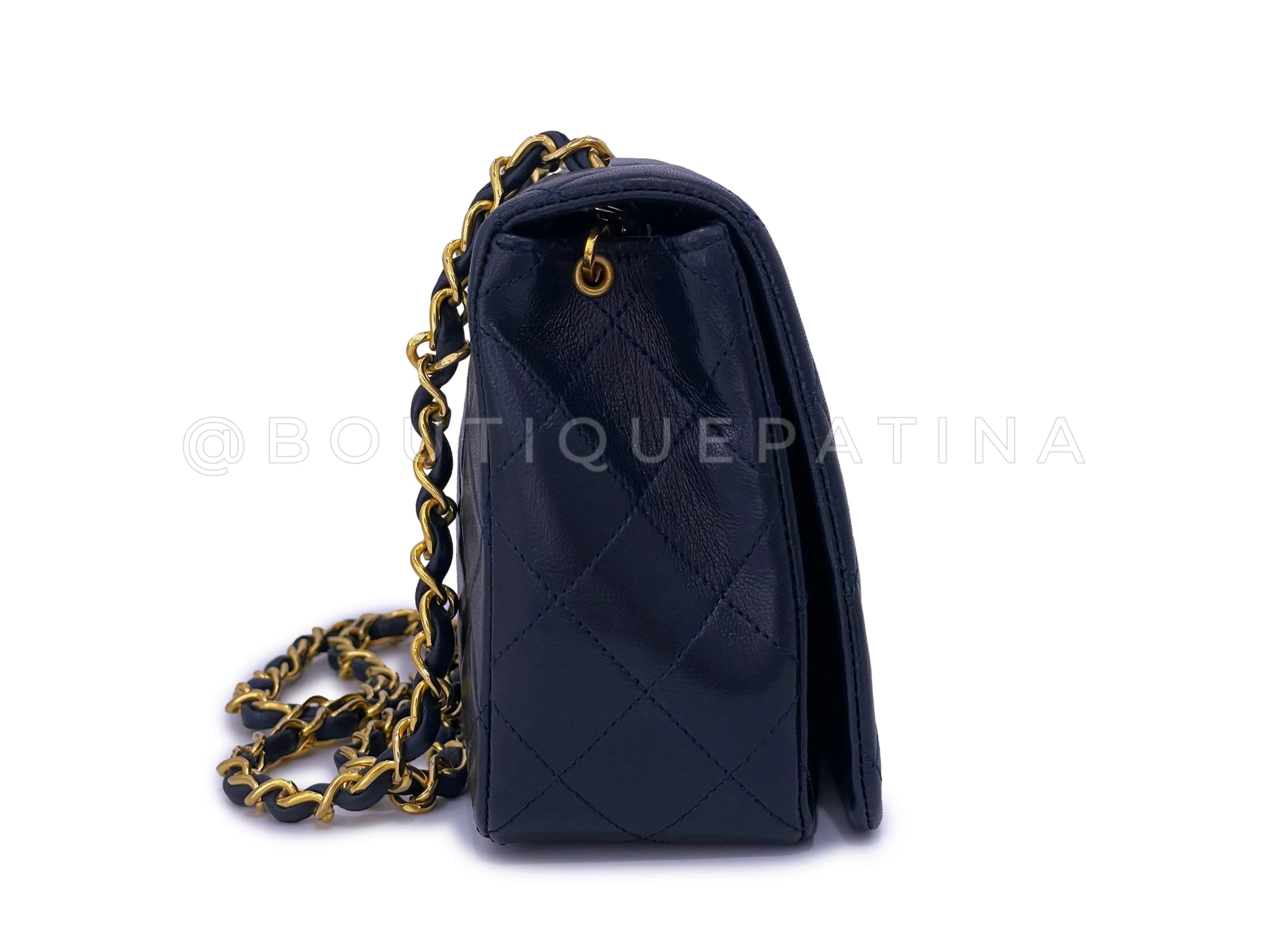 Chanel 1989 Vintage Midnight Blue-Black Full Flap Bag 24k GHW