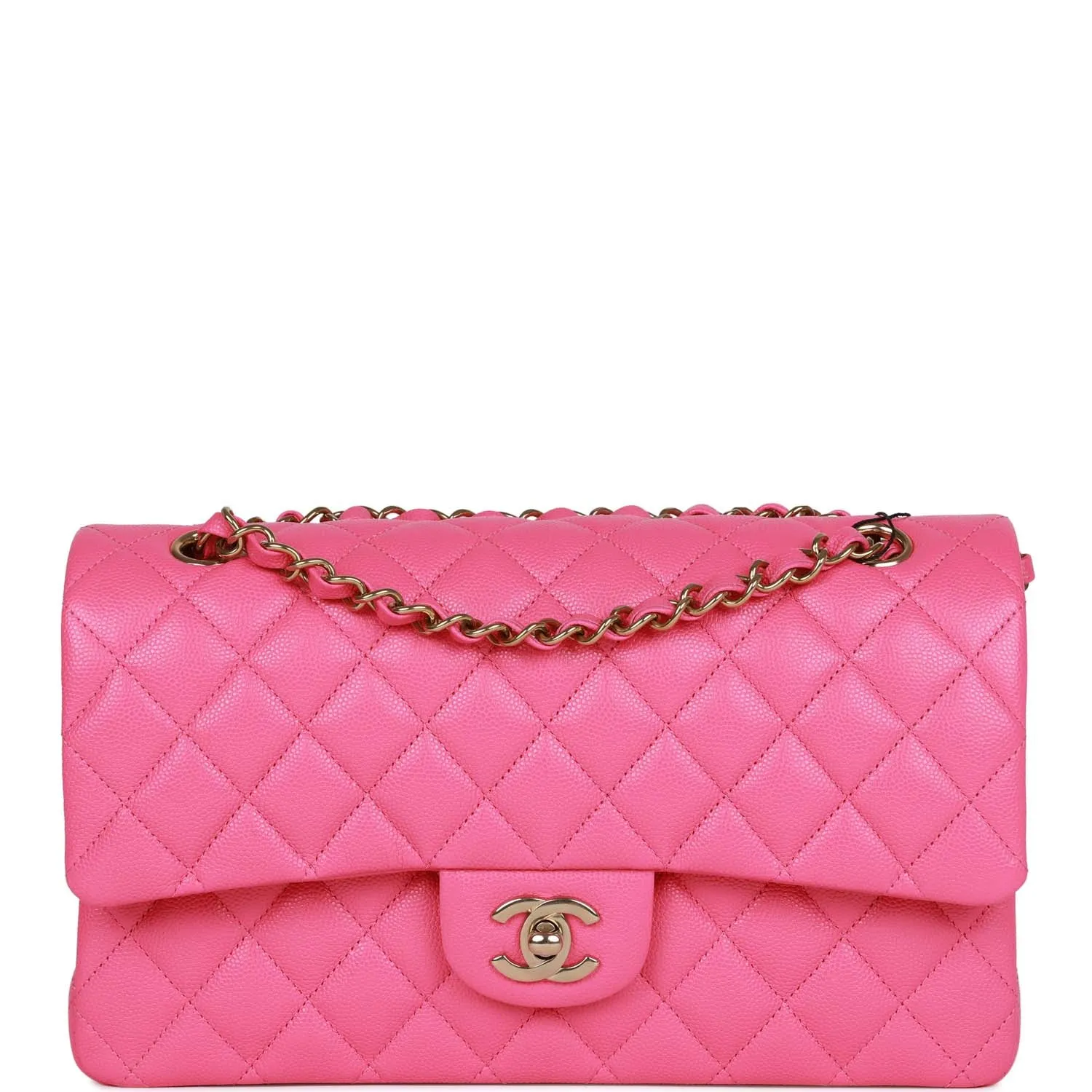 Chanel Medium Classic Double Flap Bag Hot Pink Caviar Gold Hardware