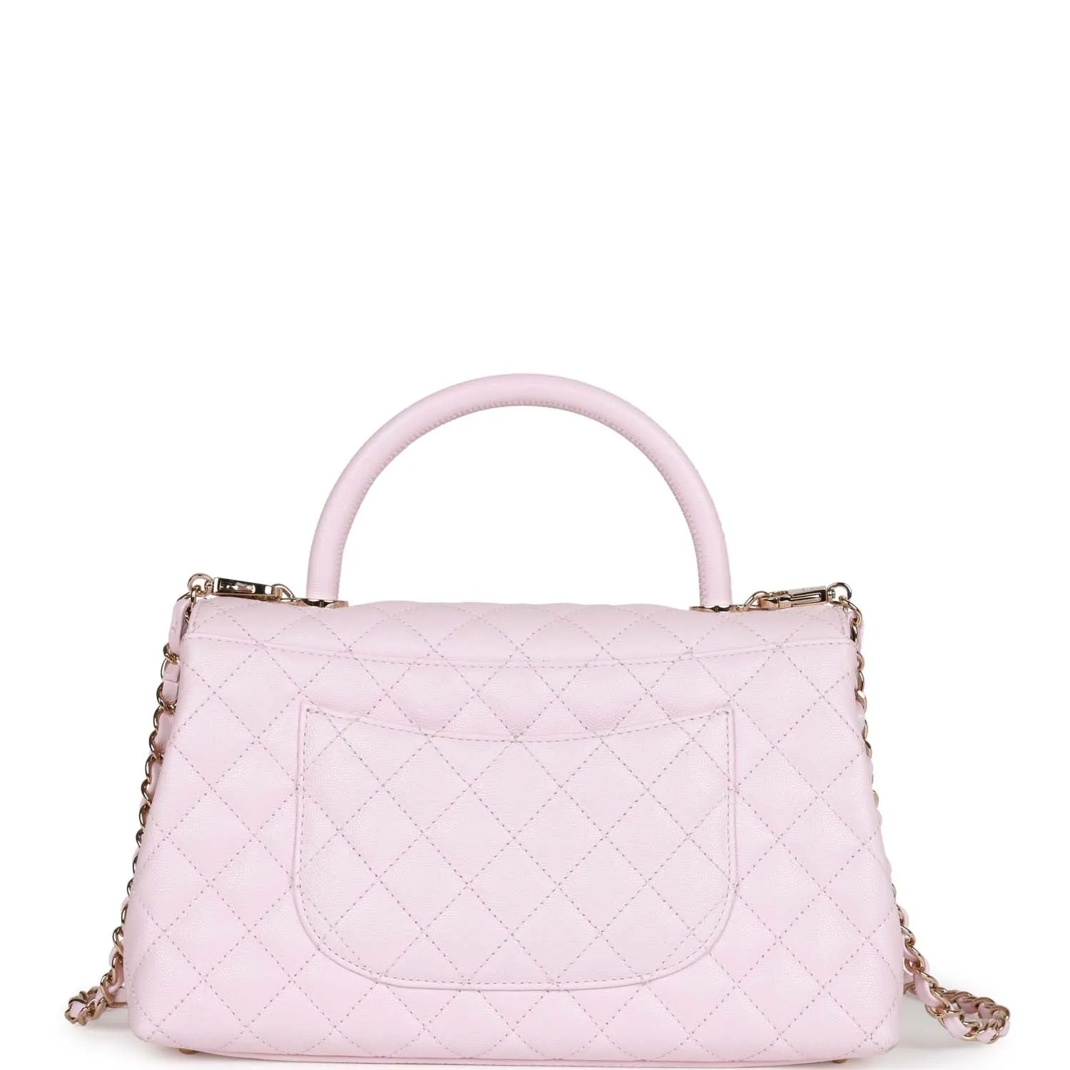 Chanel Medium Coco Handle Flap Bag Light Pink Caviar Light Gold Hardware