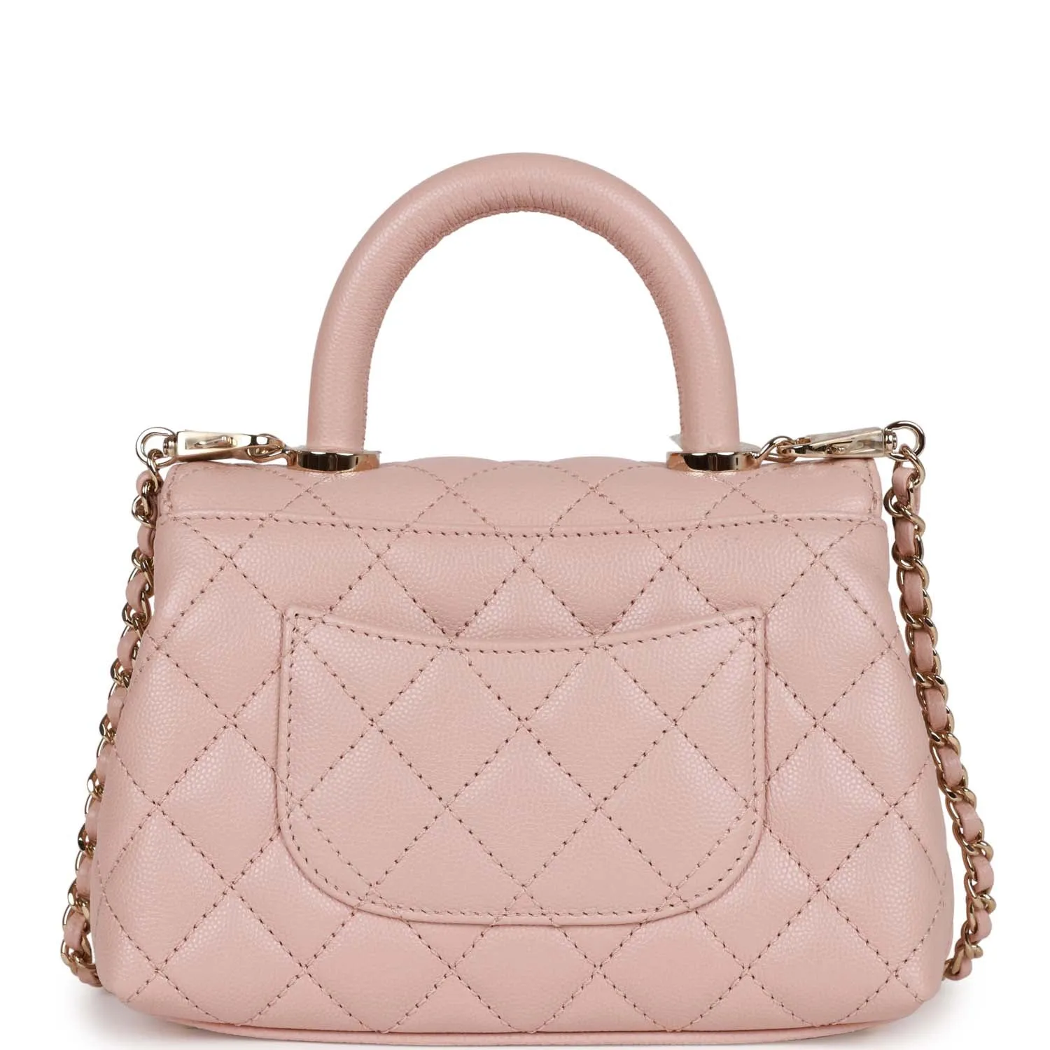 Chanel Mini Coco Handle Flap Bag Pink Caviar Light Gold Hardware