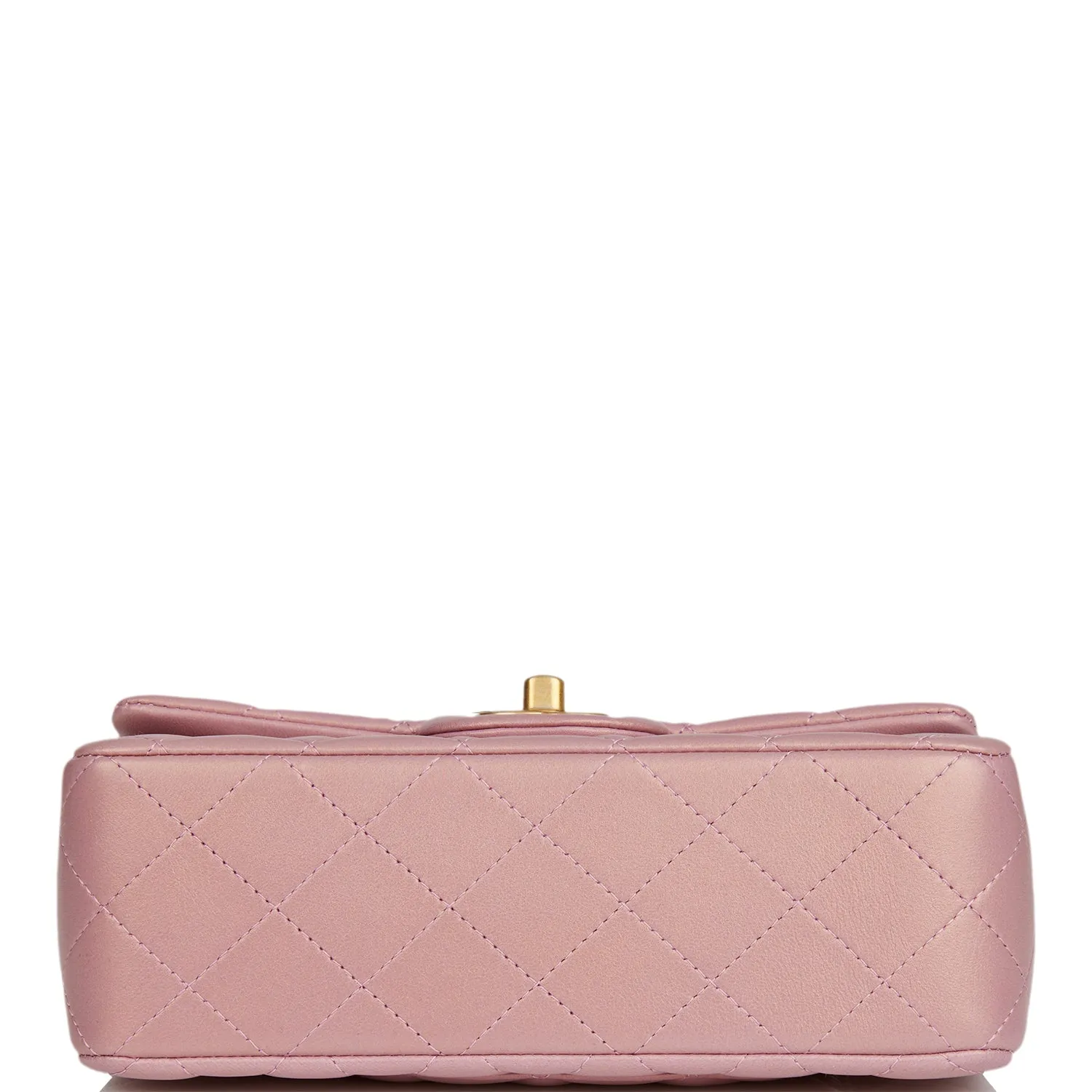 Chanel Mini Rectangular Flap Bag with Top Handle Pink Iridescent Lambskin Antique Gold Hardware