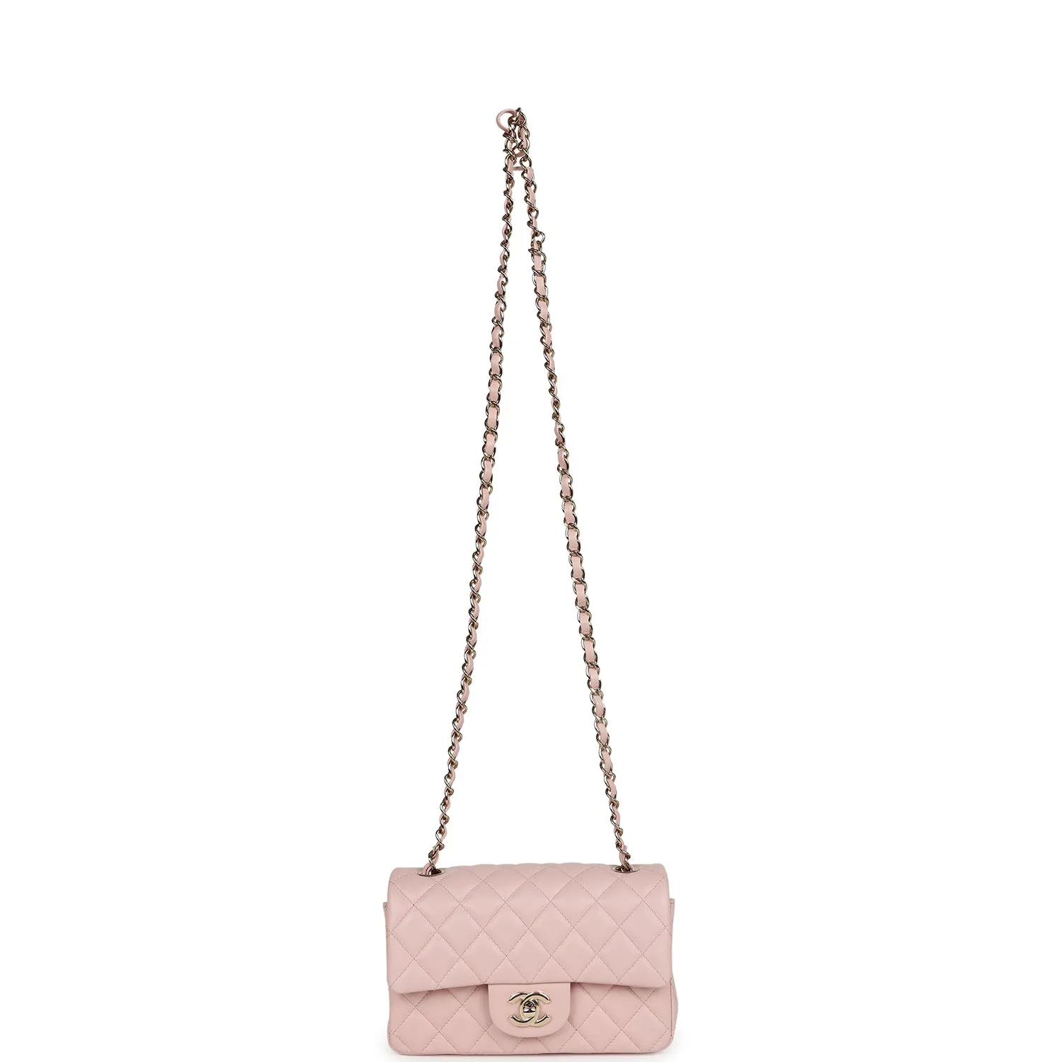 Chanel Mini Rectangular Flap Light Pink Lambskin Gold Hardware