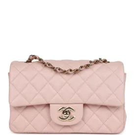 Chanel Mini Rectangular Flap Light Pink Lambskin Gold Hardware