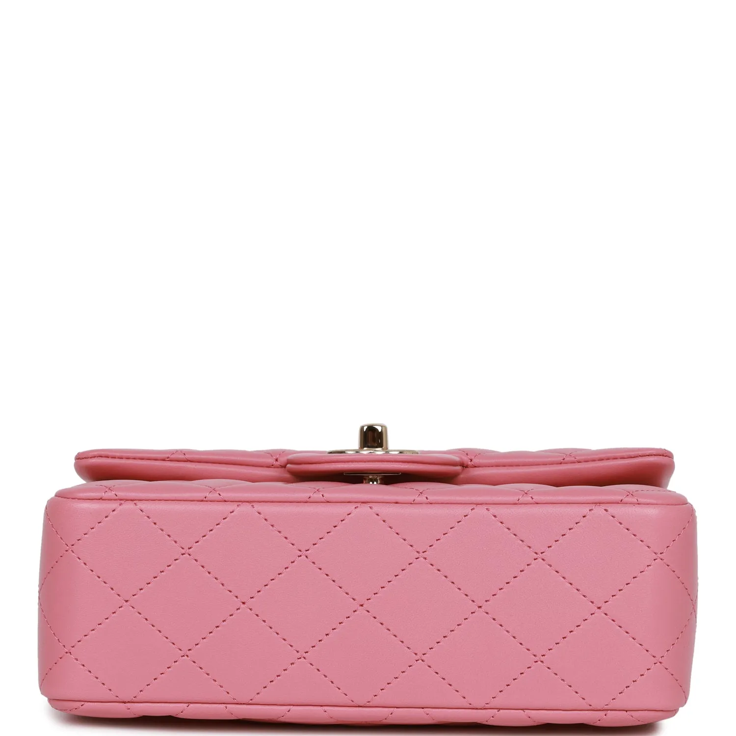 Chanel Mini Rectangular Flap with Top Handle Dark Pink Lambskin Light Gold Hardware