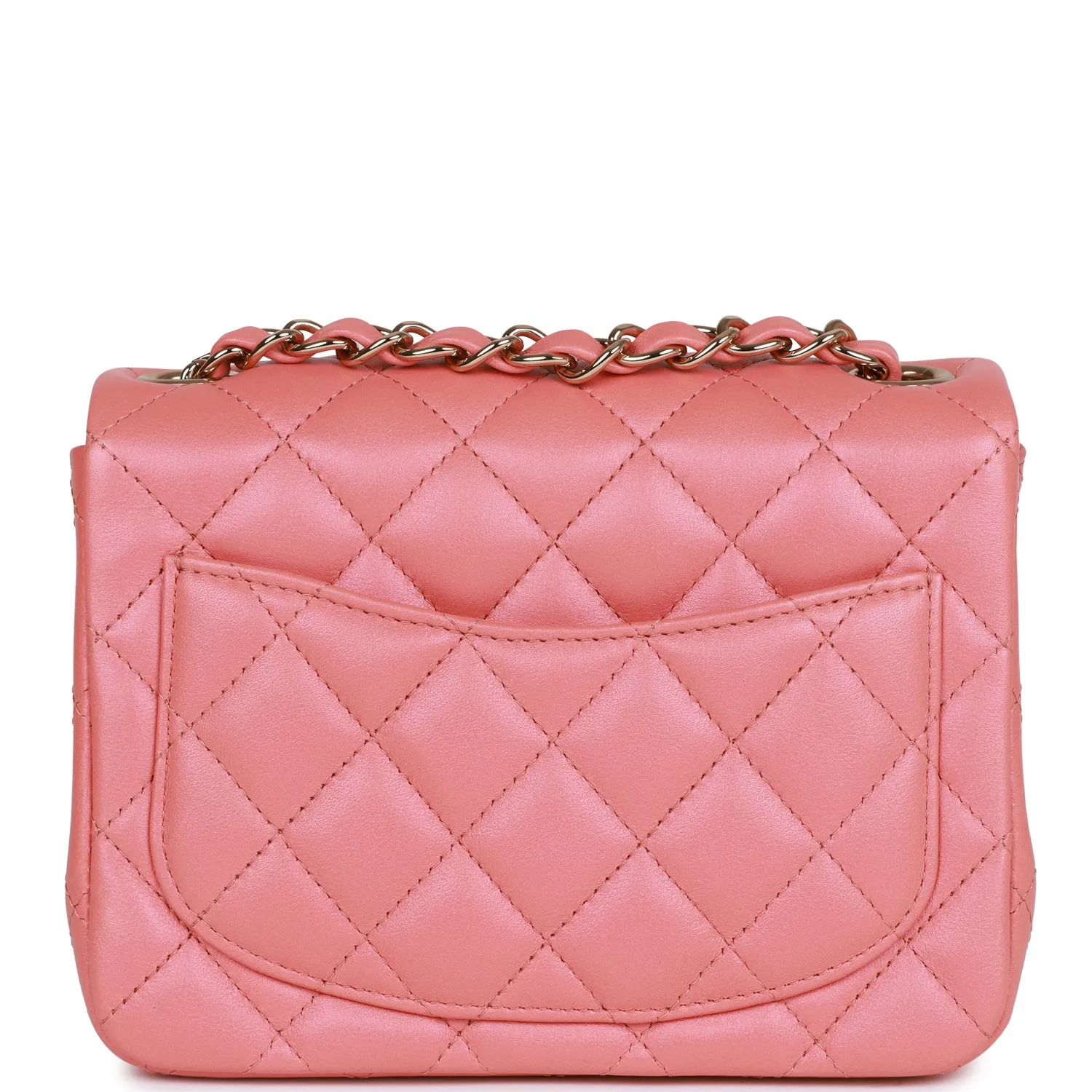 Chanel Mini Square Flap Bag Pink Lambskin Light Gold Hardware