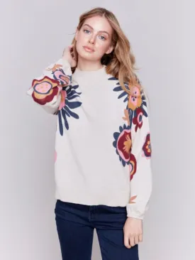 CHARLIE B PRINTED SWEATER - BEIGE MULTI - C2689974AP546