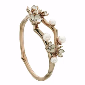 Cherry Blossom Bangle - Rose Gold Vermeil, Diamond & Pearl