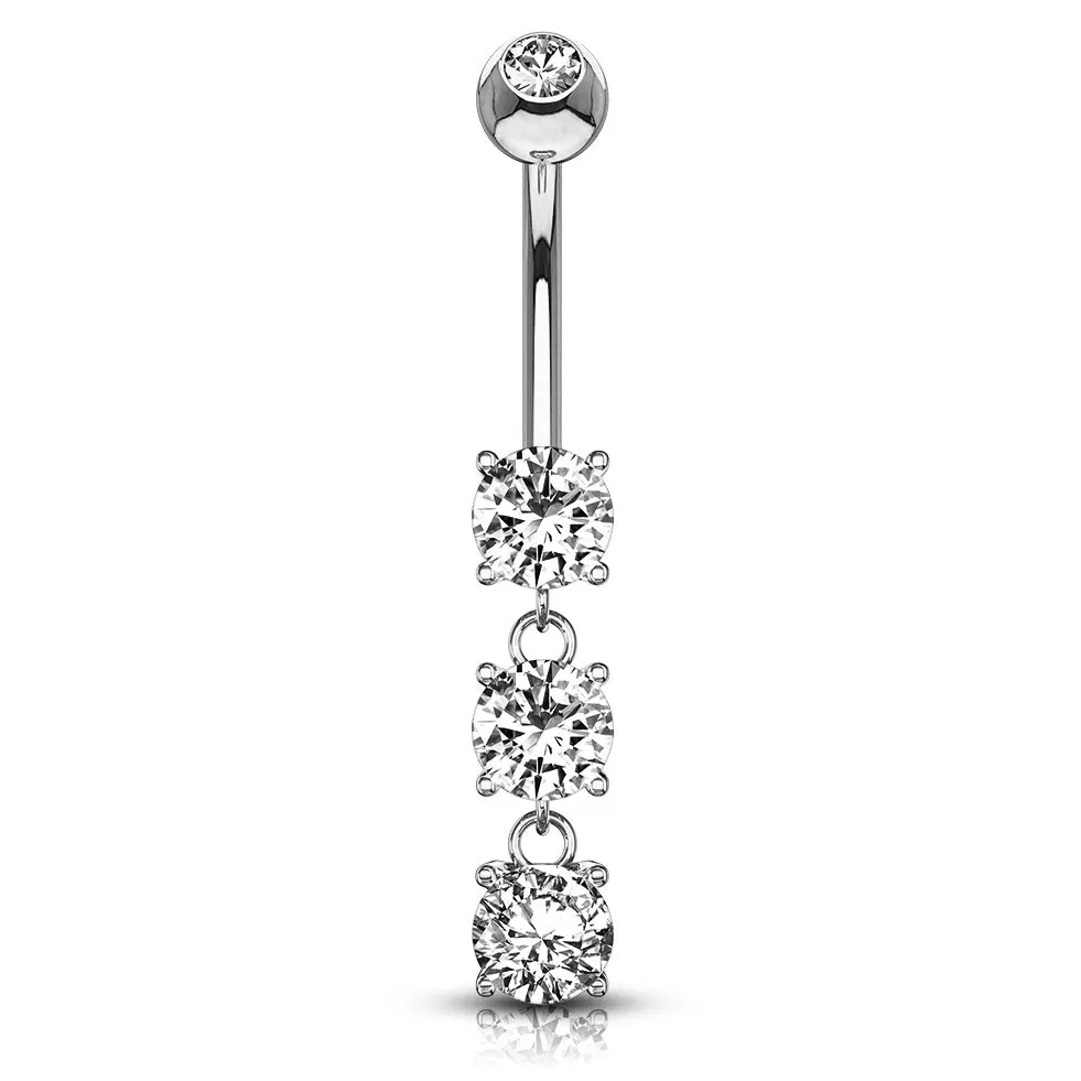 Classic Trio Belly Ring in 14K White Gold