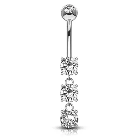 Classic Trio Belly Ring in 14K White Gold