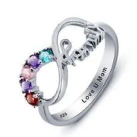 CRI101787 - 925 Sterling Silver Personalized Family Birthstones Ring