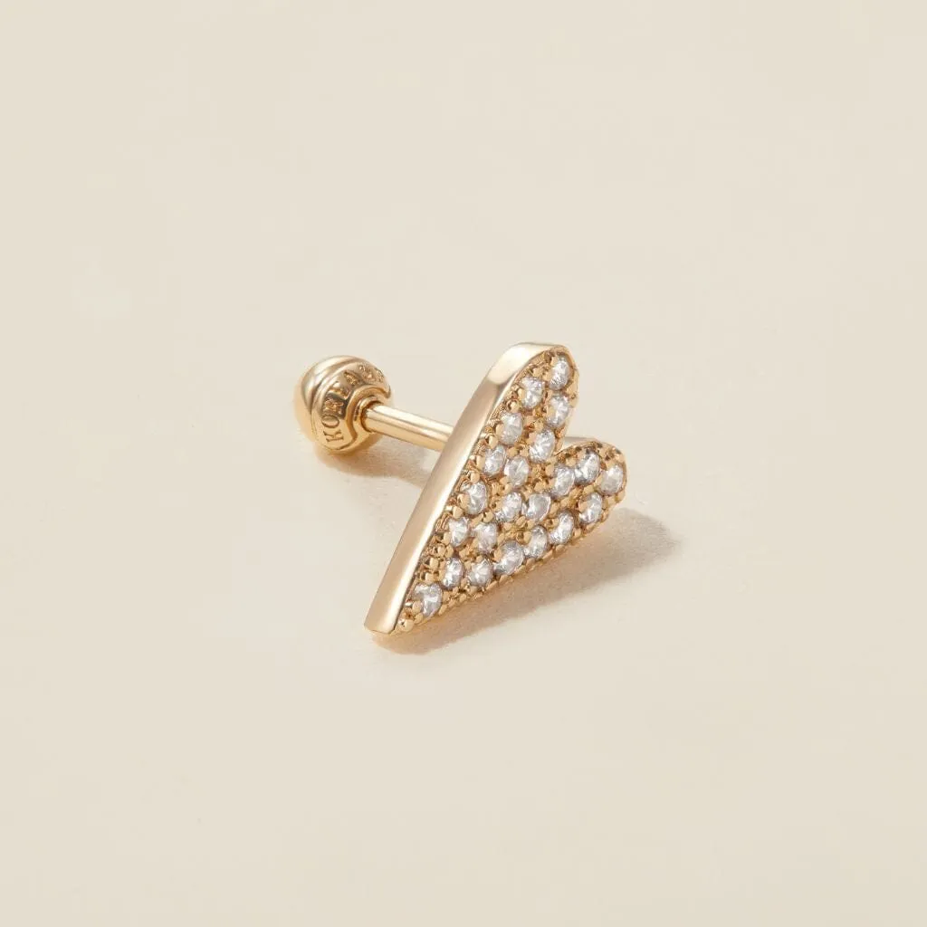 Crème crystal heart piercing