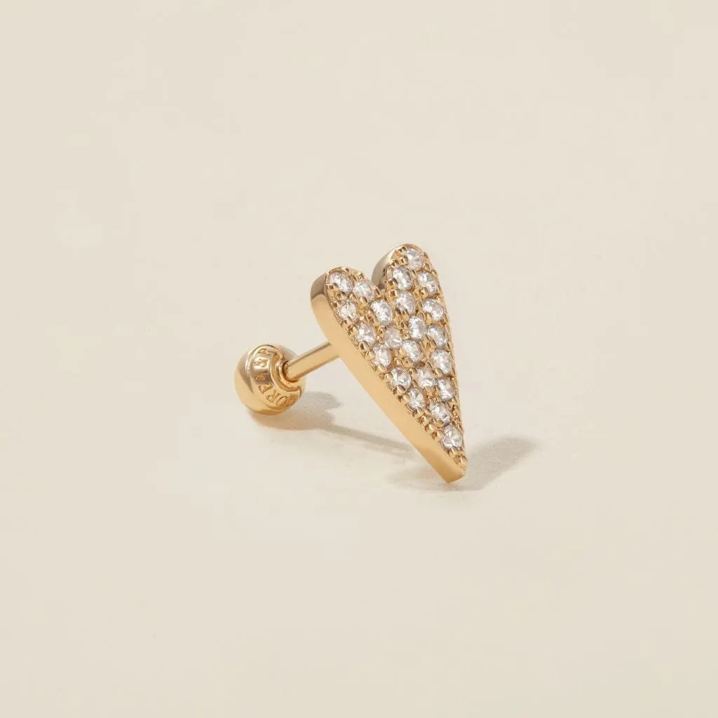 Crème crystal heart piercing