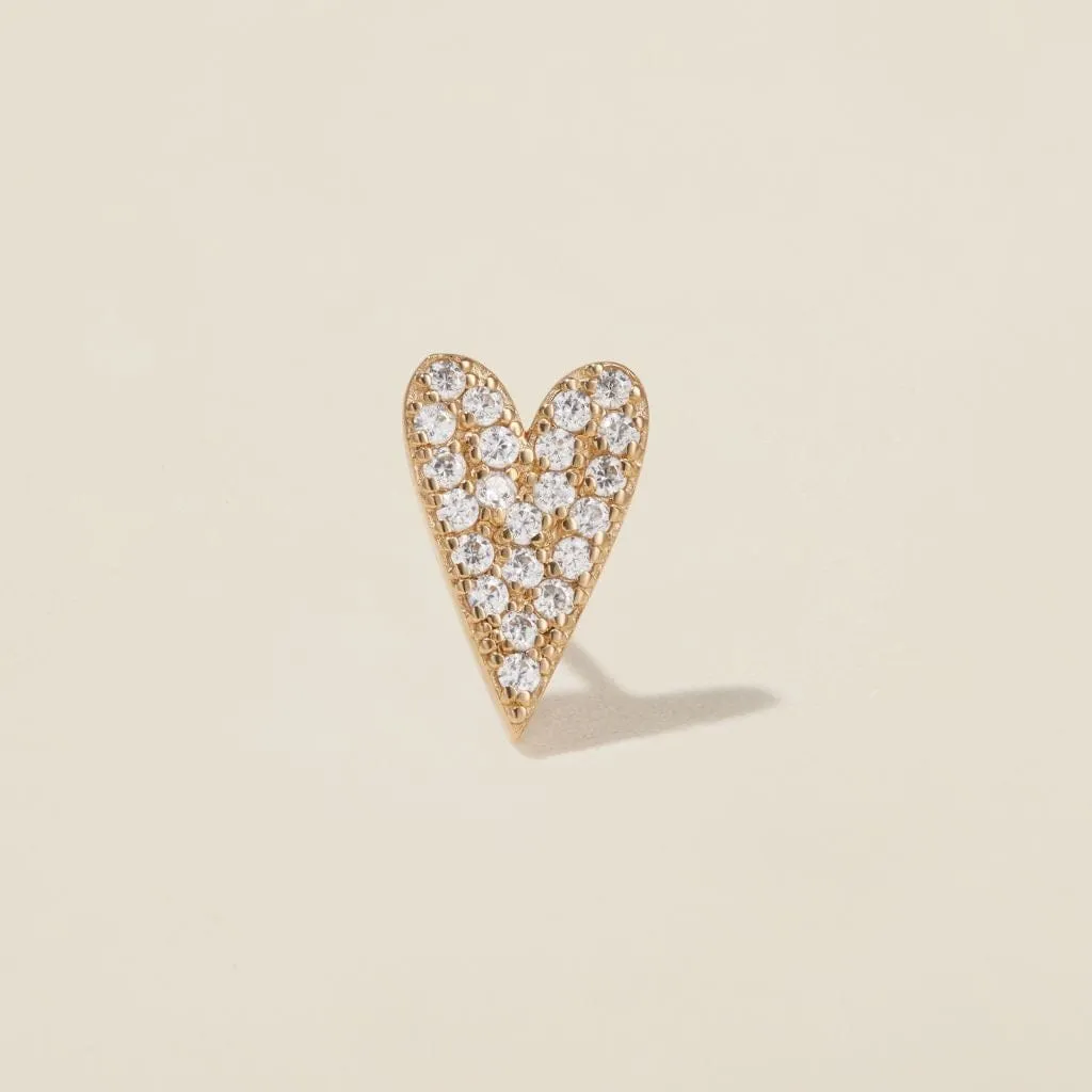 Crème crystal heart piercing