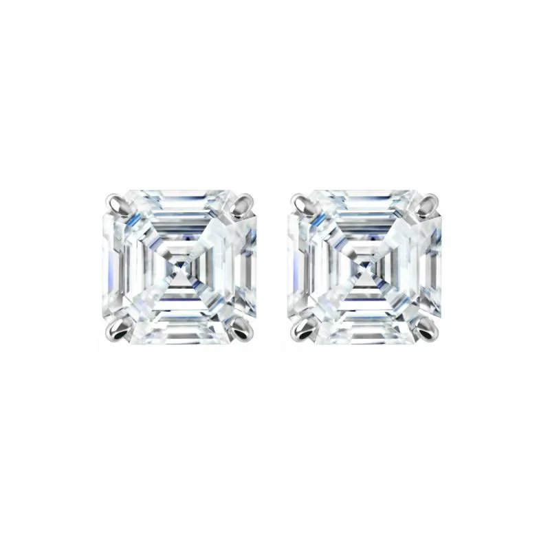 Custom 10015043 Asscher Cut Diamond Stud Earrings