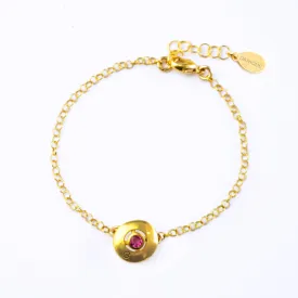 Custom Engraved Circle Donut Initial & Birthstone Bracelet