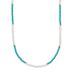 Daisy London Pearl Turquoise Beaded Necklace, Gold