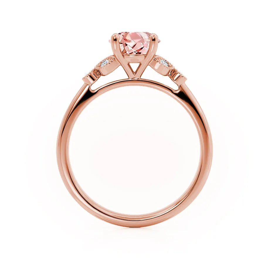 DELILAH - Chatham® Round Champagne Sapphire 18k Rose Gold Shoulder Set Ring