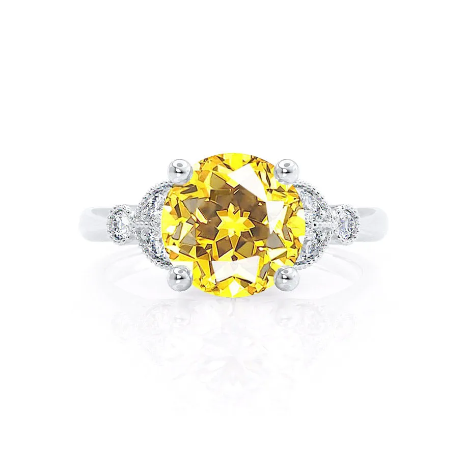 DELILAH - Chatham® Round Yellow Sapphire 950 Platinum Shoulder Set Ring