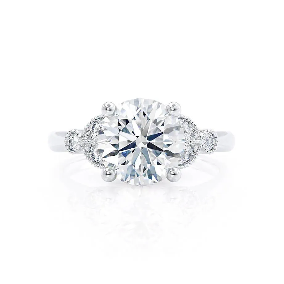 DELILAH - Round Moissanite 950 Platinum Shoulder Set Ring