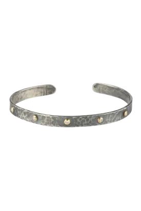 Diamond & Silver Dainty Cuff Bracelet