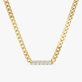 Diamond Bar Cuban Chain Necklace, Salma