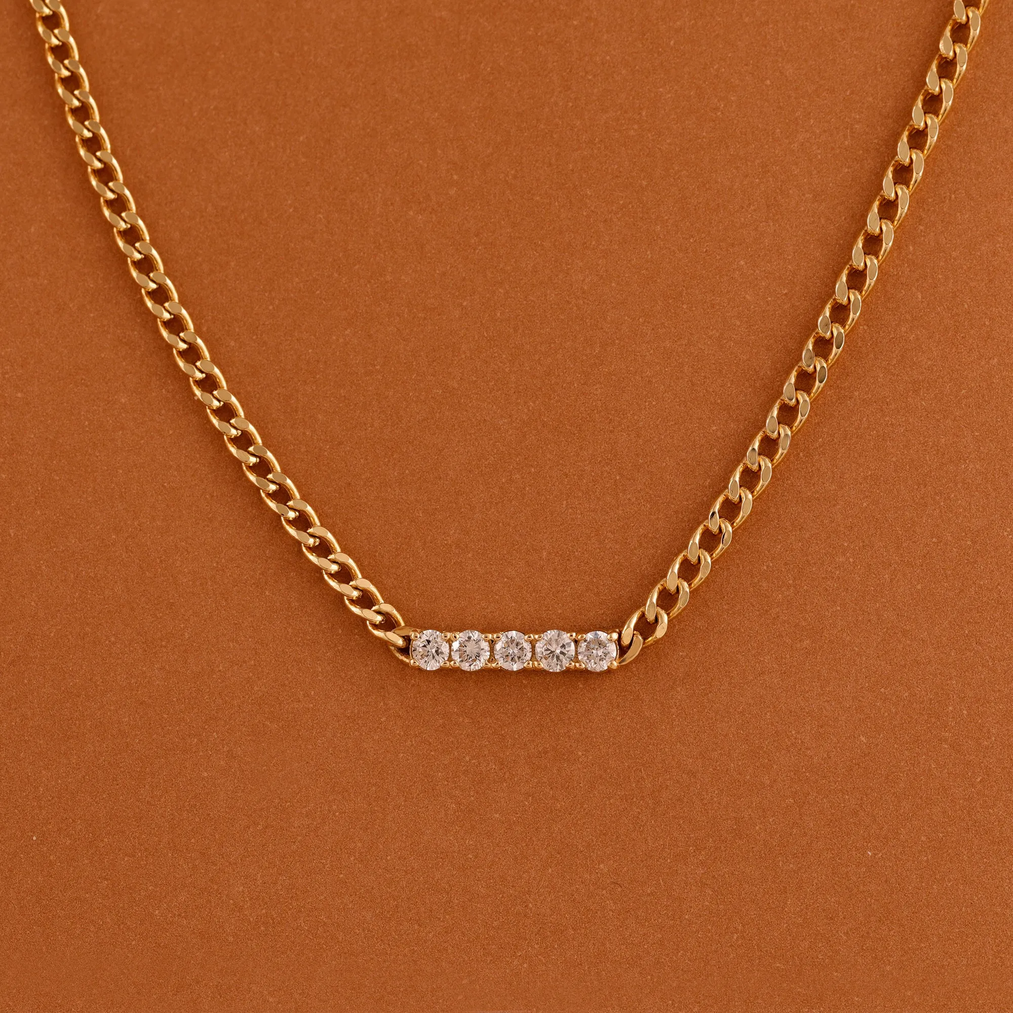 Diamond Bar Cuban Chain Necklace, Salma