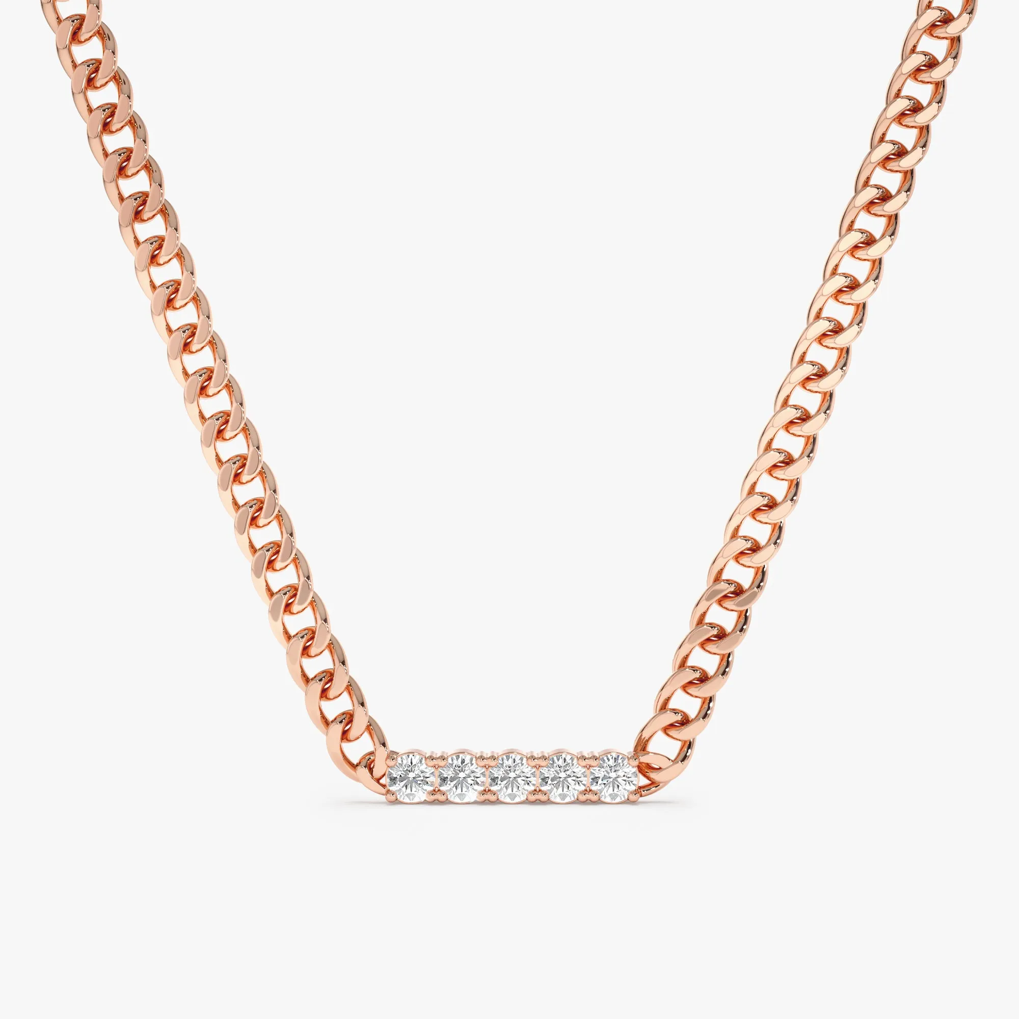 Diamond Bar Cuban Chain Necklace, Salma