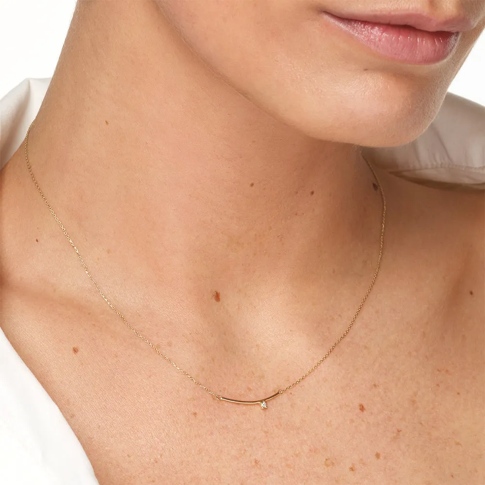 Diamond Dot Bar Necklace in 10k Gold