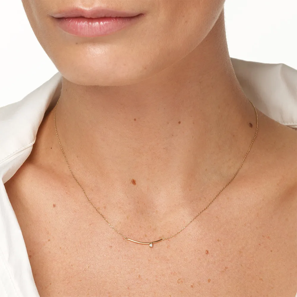 Diamond Dot Bar Necklace in 10k Gold