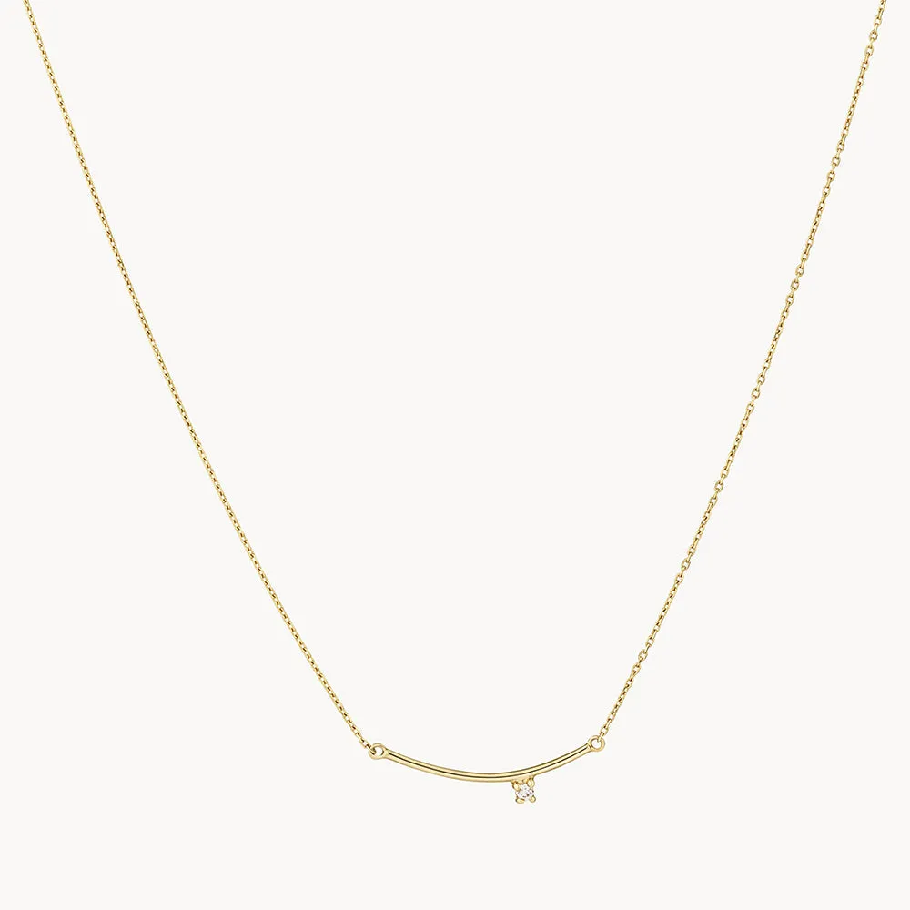 Diamond Dot Bar Necklace in 10k Gold