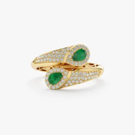 Diamond Emerald Wrap Around Ring, Dana