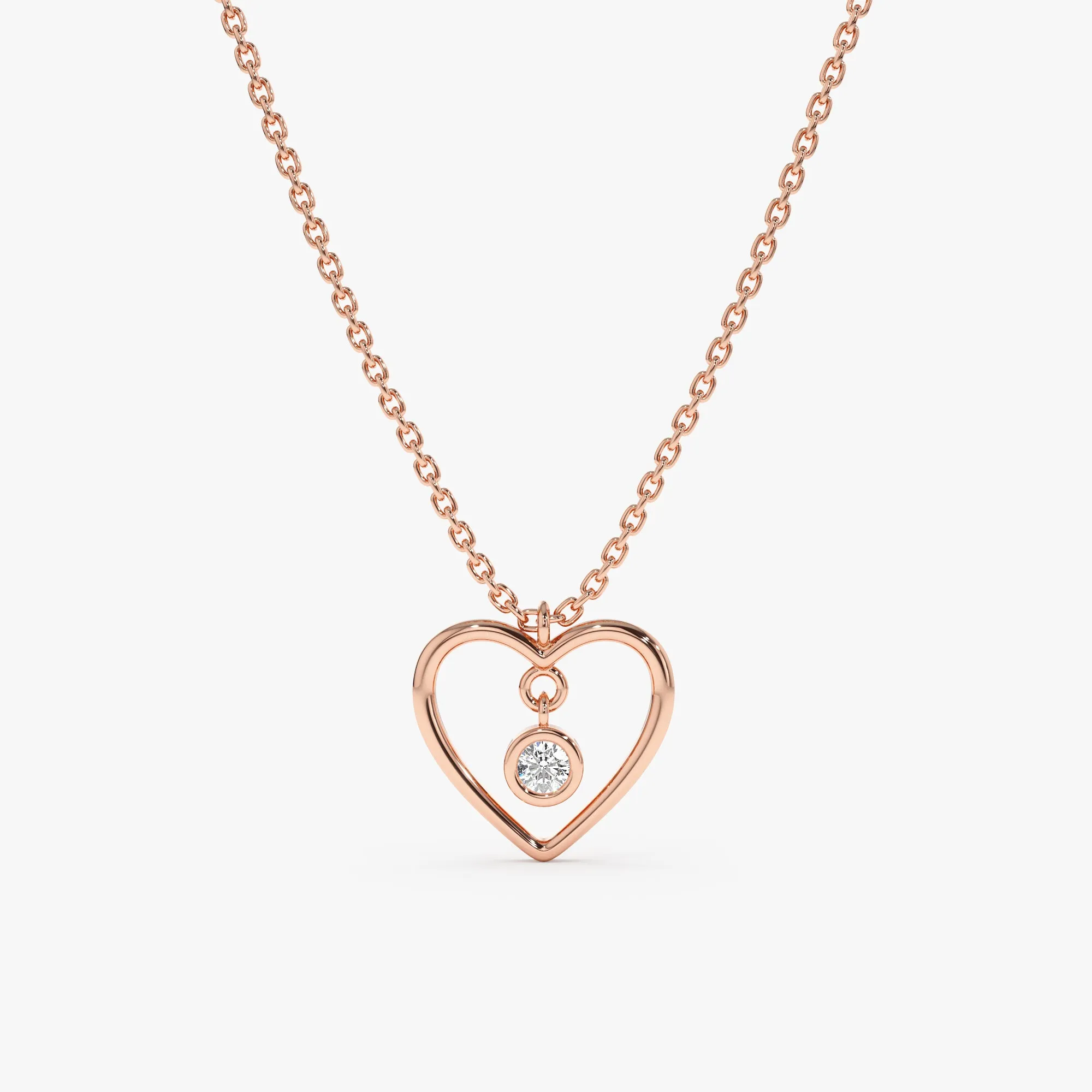 Diamond In Heart Outline Necklace, Anabella