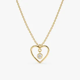 Diamond In Heart Outline Necklace, Anabella